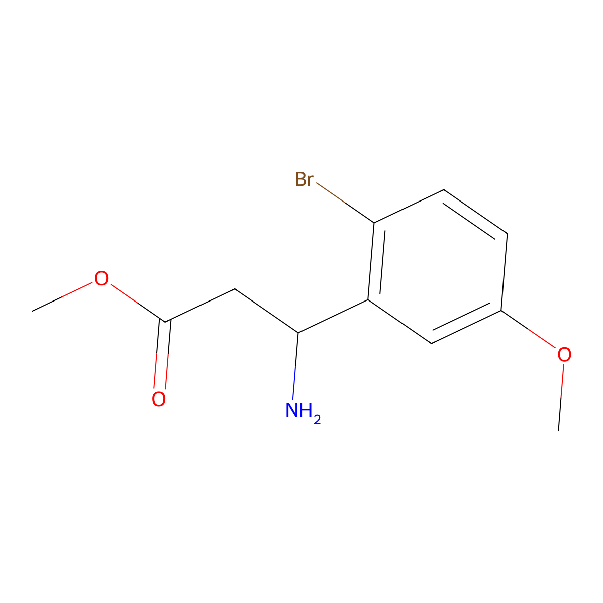 methyl (3S)-3-amino-3-(2-bromo-5-methoxyphenyl)propanoate molecular structure, CAS 1213160-24-7