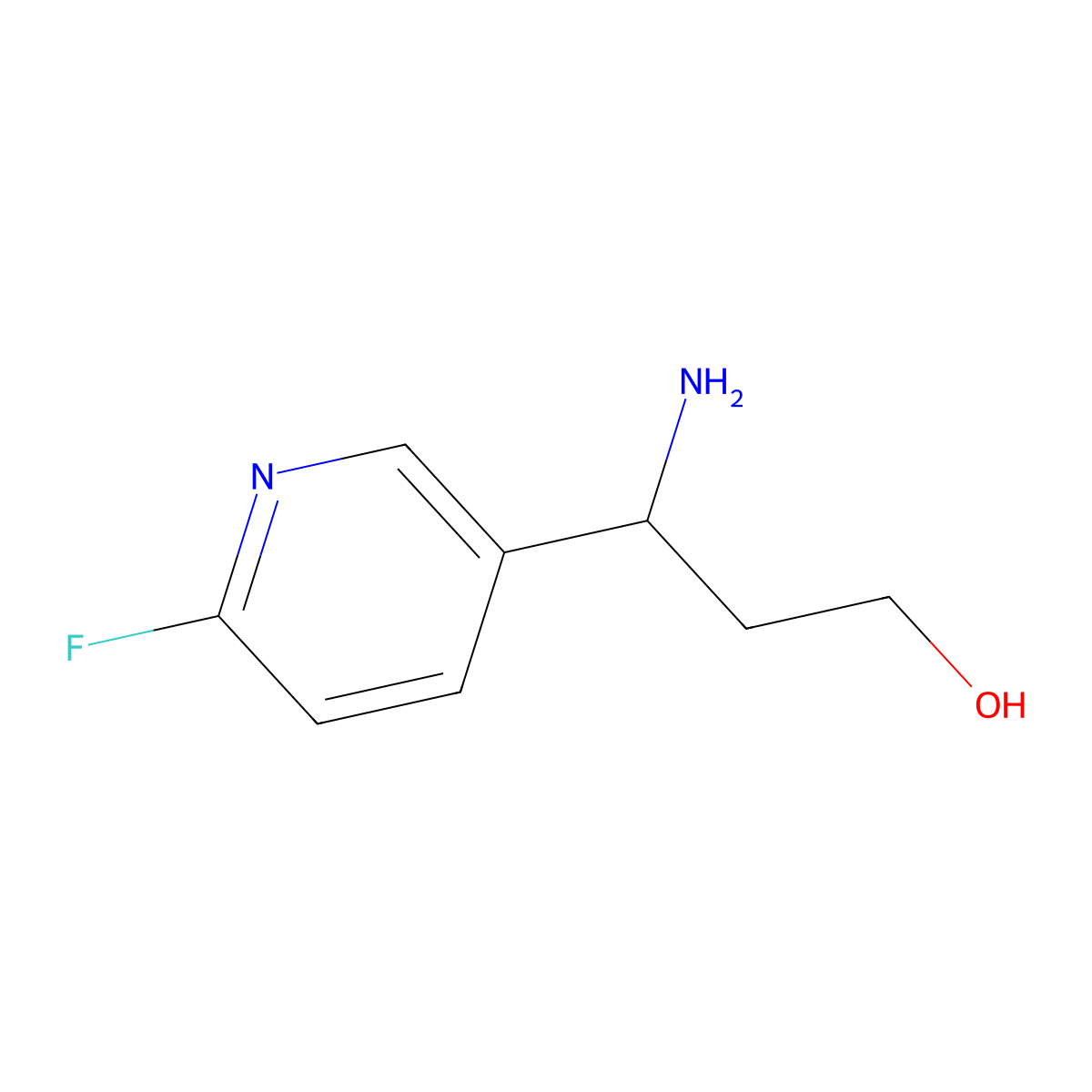 (3R)-3-amino-3-(6-fluoropyridin-3-yl)propan-1-ol molecular structure, CAS 1213161-34-2