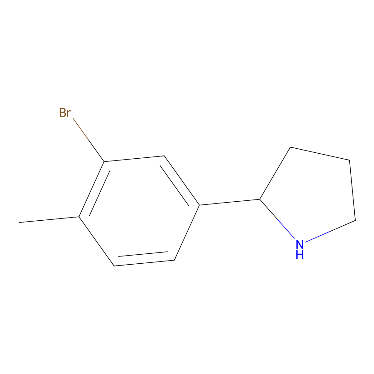 (R)-2-(3-Bromo-4-methylphenyl)pyrrolidine molecular structure, CAS 1213161-67-1
