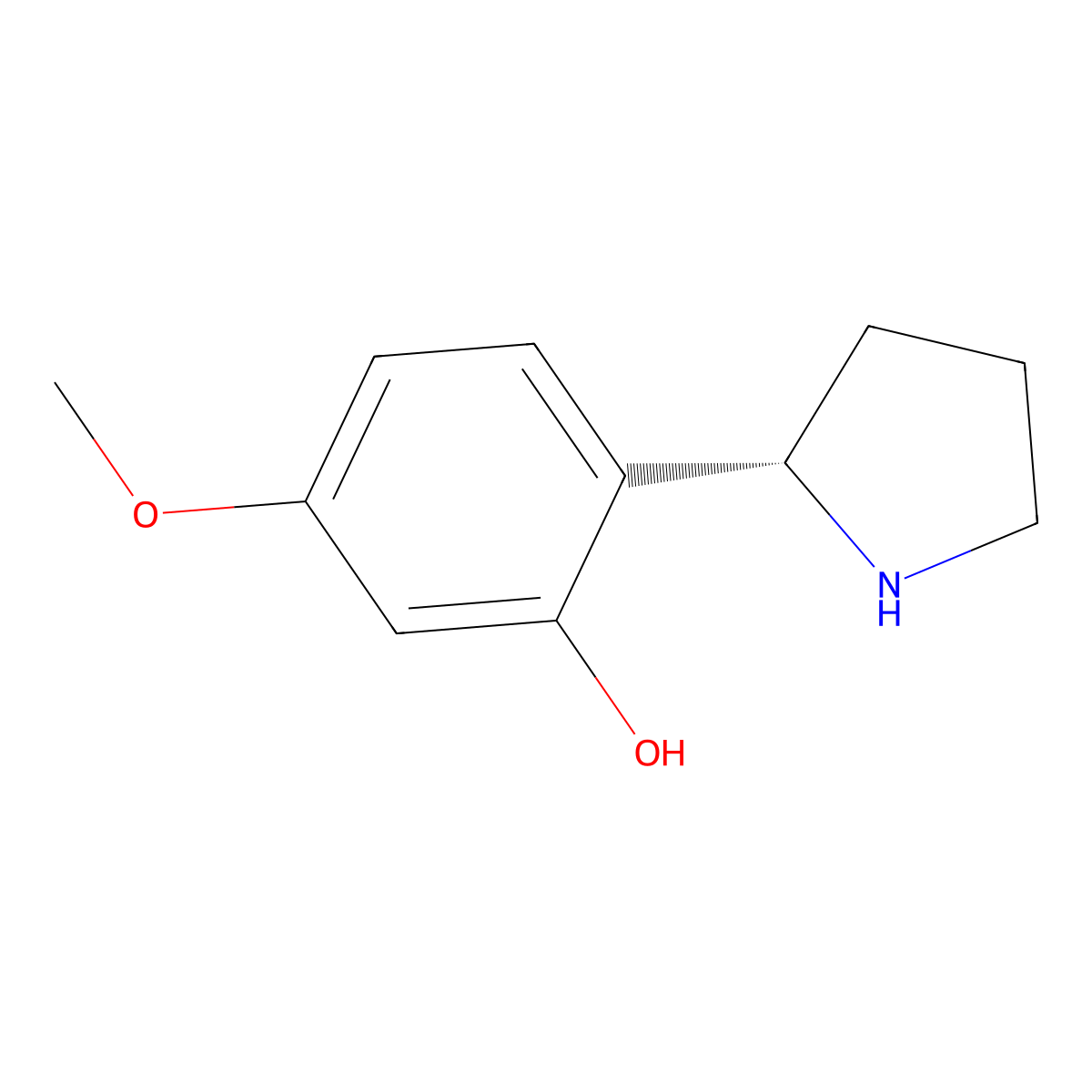 (S)-5-Methoxy-2-(pyrrolidin-2-yl)phenol molecular structure, CAS 1213163-04-2