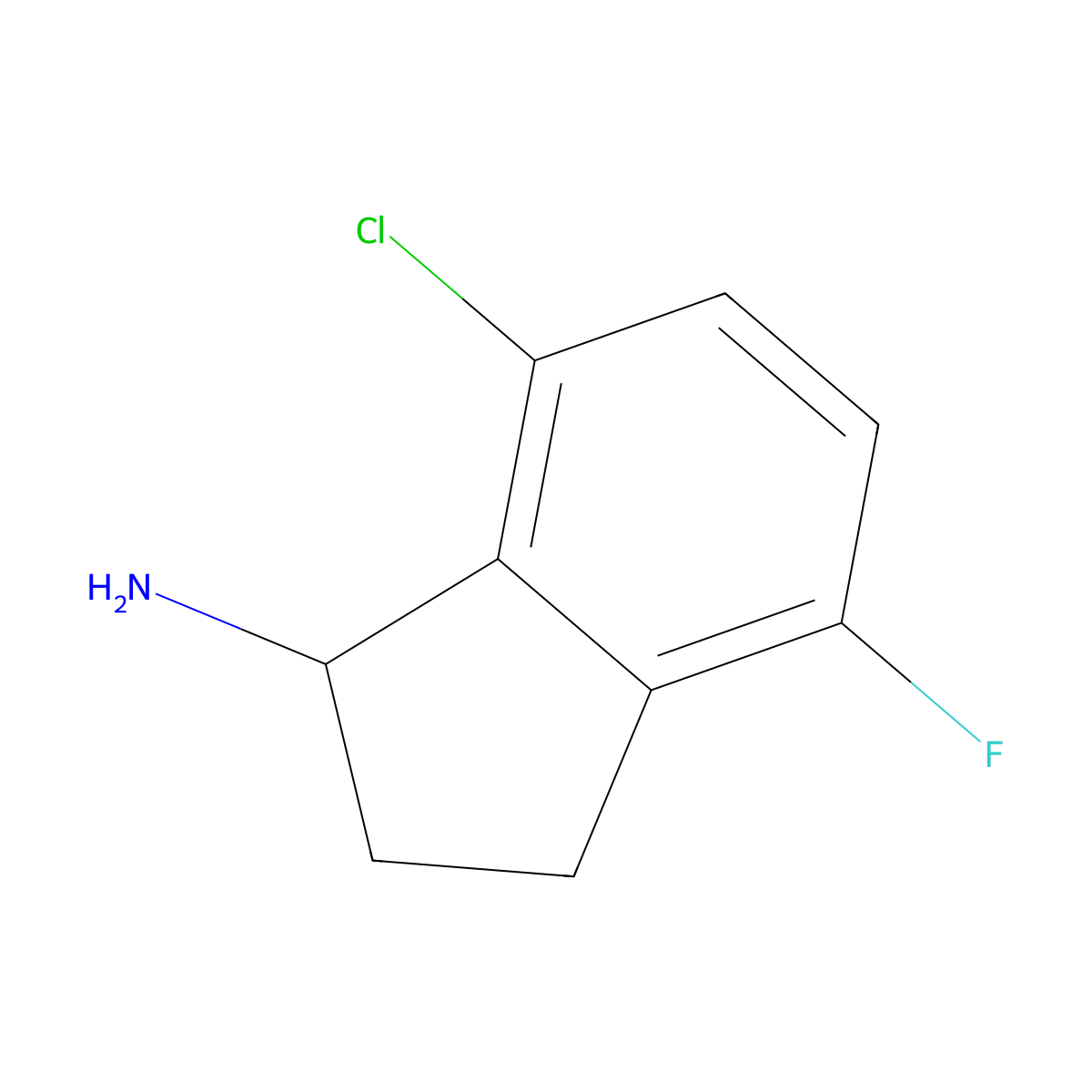 (S)-7-Chloro-4-fluoro-2,3-dihydro-1H-inden-1-amine molecular structure, CAS 1213166-62-1