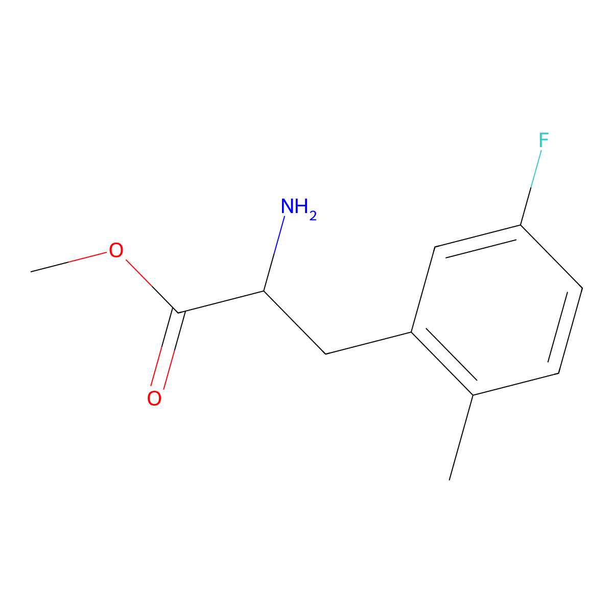 Methyl (R)-2-amino-3-(5-fluoro-2-methylphenyl)propanoate molecular structure, CAS 1213167-62-4