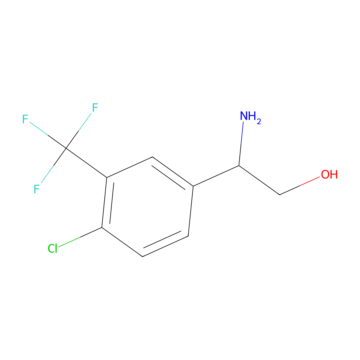 (R)-2-Amino-2-(4-chloro-3-(trifluoromethyl)phenyl)ethanol molecular structure, CAS 1213168-06-9