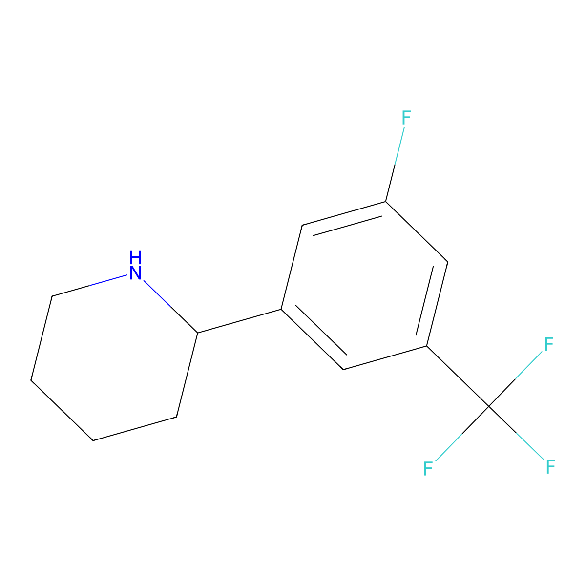 (S)-2-(3-Fluoro-5-(trifluoromethyl)phenyl)piperidine molecular structure, CAS 1213169-61-9