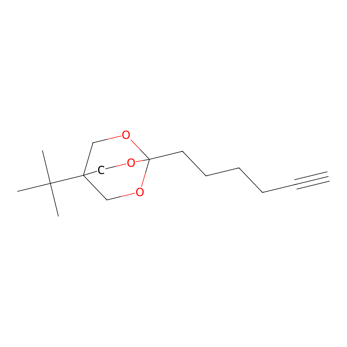 3,5,8-Trioxabicyclo(2.2.2)octane, 1-tert-butyl-4-hex-5-ynyl- molecular structure, CAS 121317-26-8