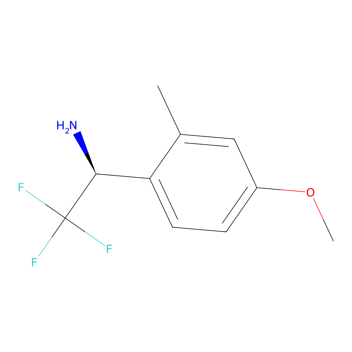 (S)-2,2,2-Trifluoro-1-(4-methoxy-2-methylphenyl)ethan-1-amine molecular structure, CAS 1213170-69-4