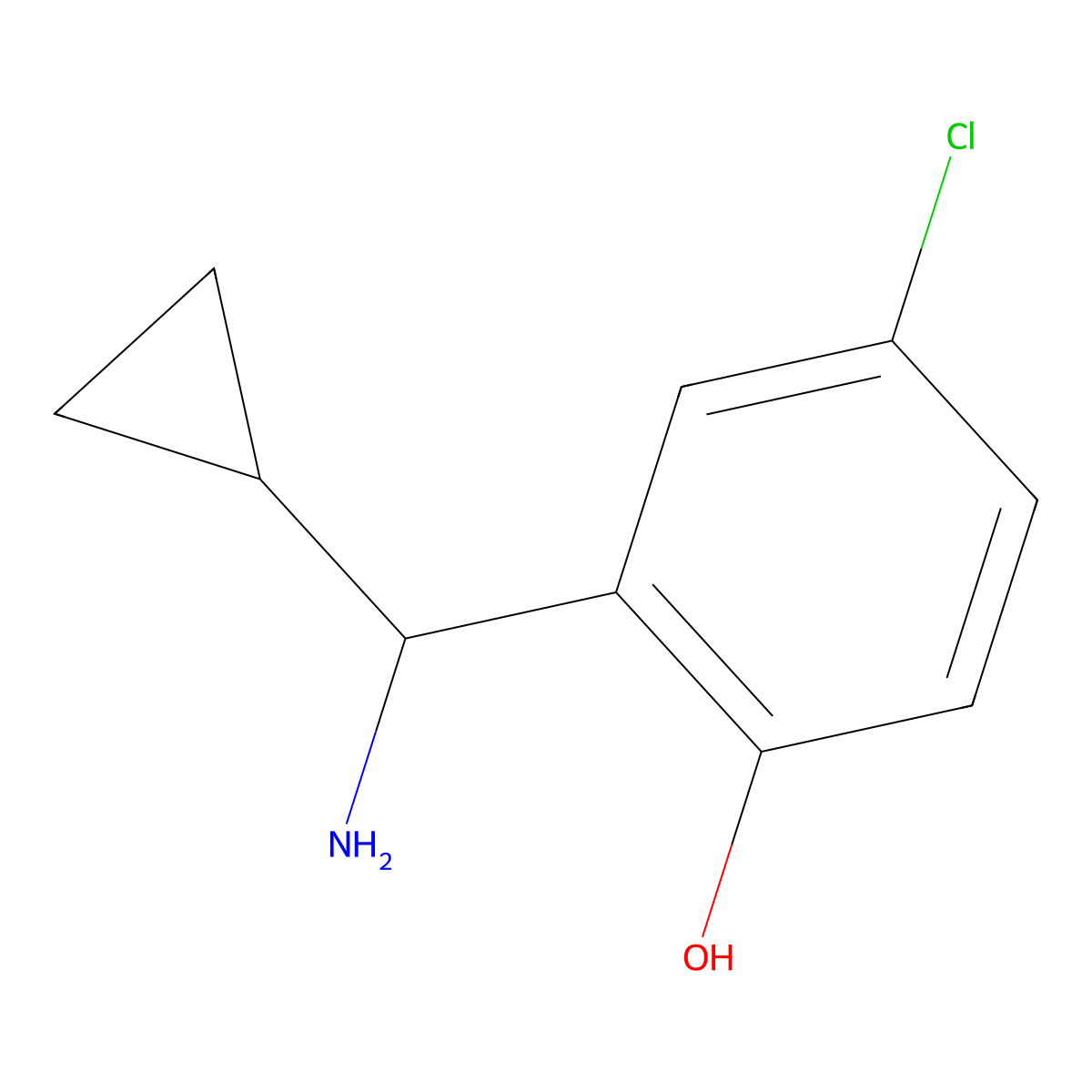 (R)-2-(Amino(cyclopropyl)methyl)-4-chlorophenol molecular structure, CAS 1213171-96-0