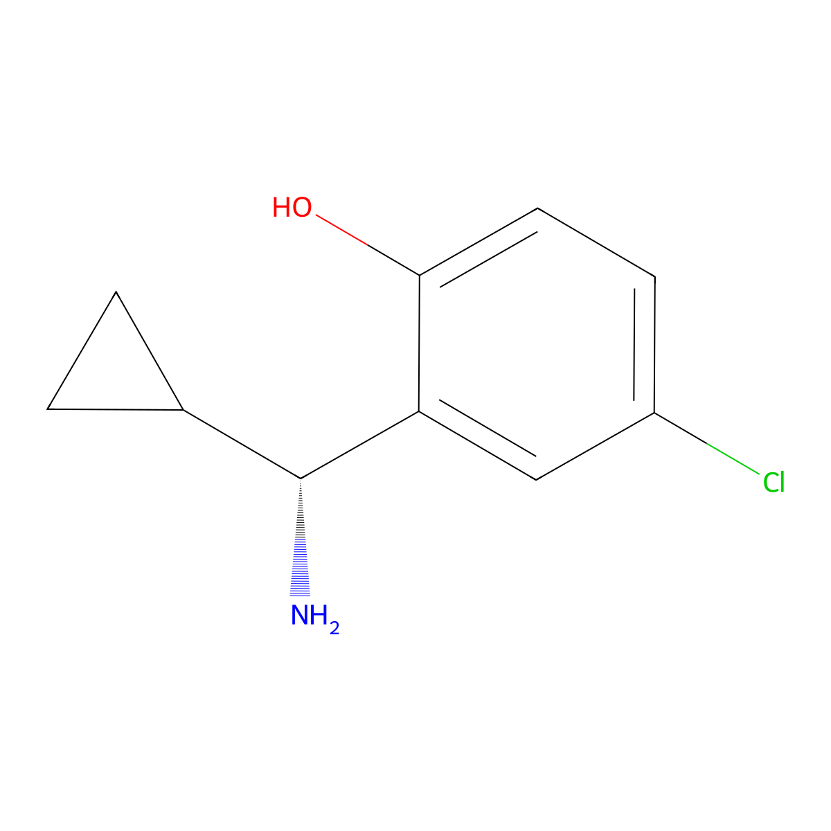 (R)-2-(Amino(cyclopropyl)methyl)-4-chlorophenol molecular structure, CAS 1213171-96-0