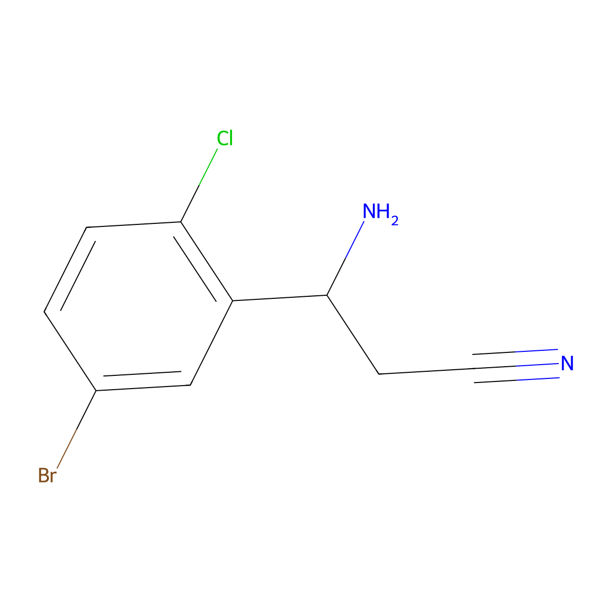 (3S)-3-Amino-3-(5-bromo-2-chlorophenyl)propanenitrile molecular structure, CAS 1213175-85-9