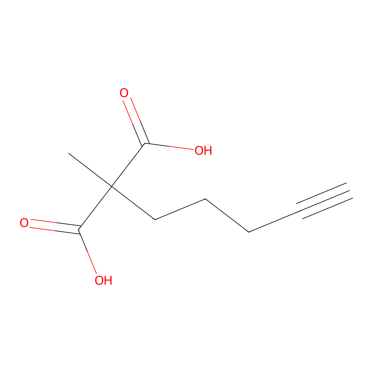 2-Methyl-2-(pent-4-yn-1-yl)propanedioicacid molecular structure, CAS 121318-48-7