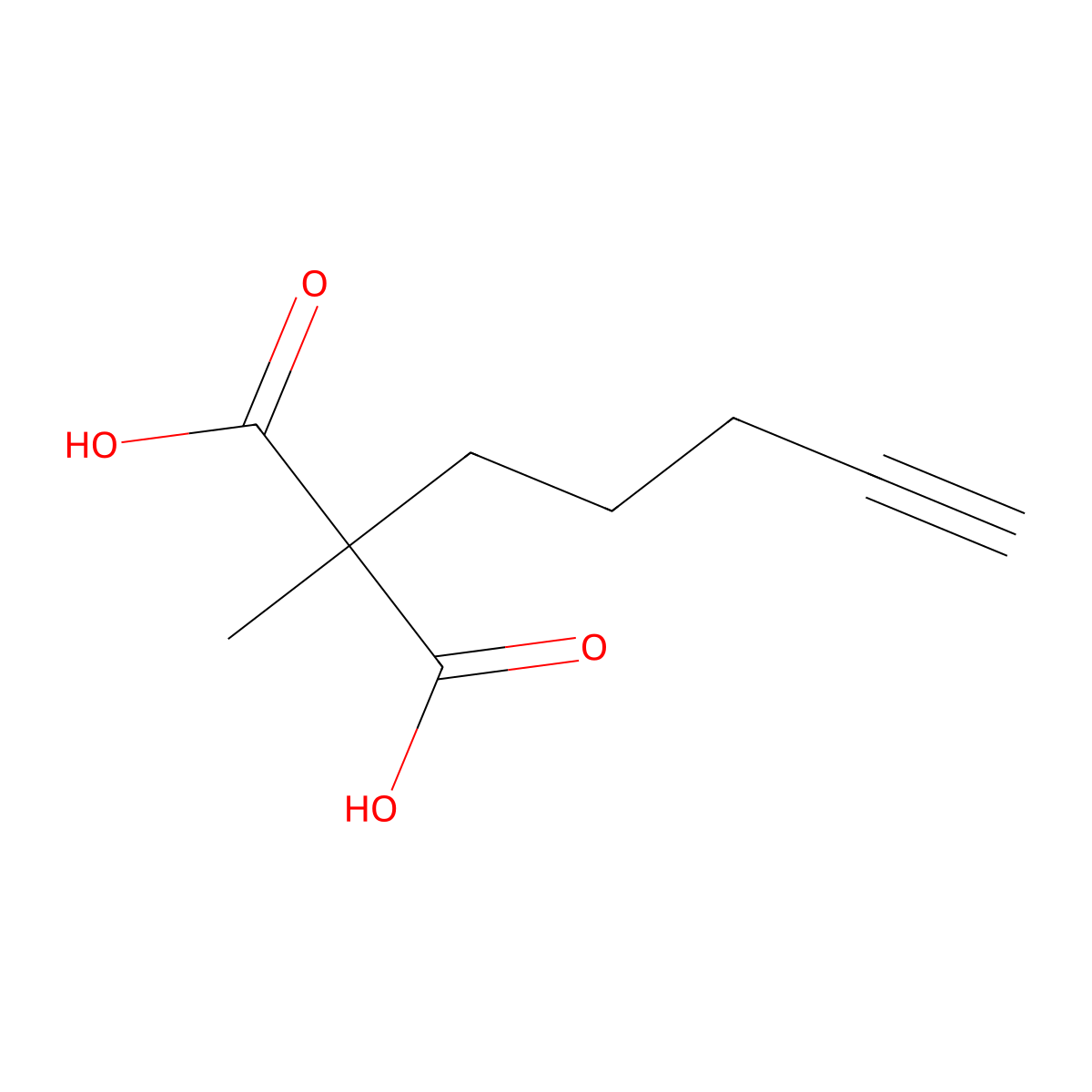 2-Methyl-2-(pent-4-yn-1-yl)propanedioicacid molecular structure, CAS 121318-48-7