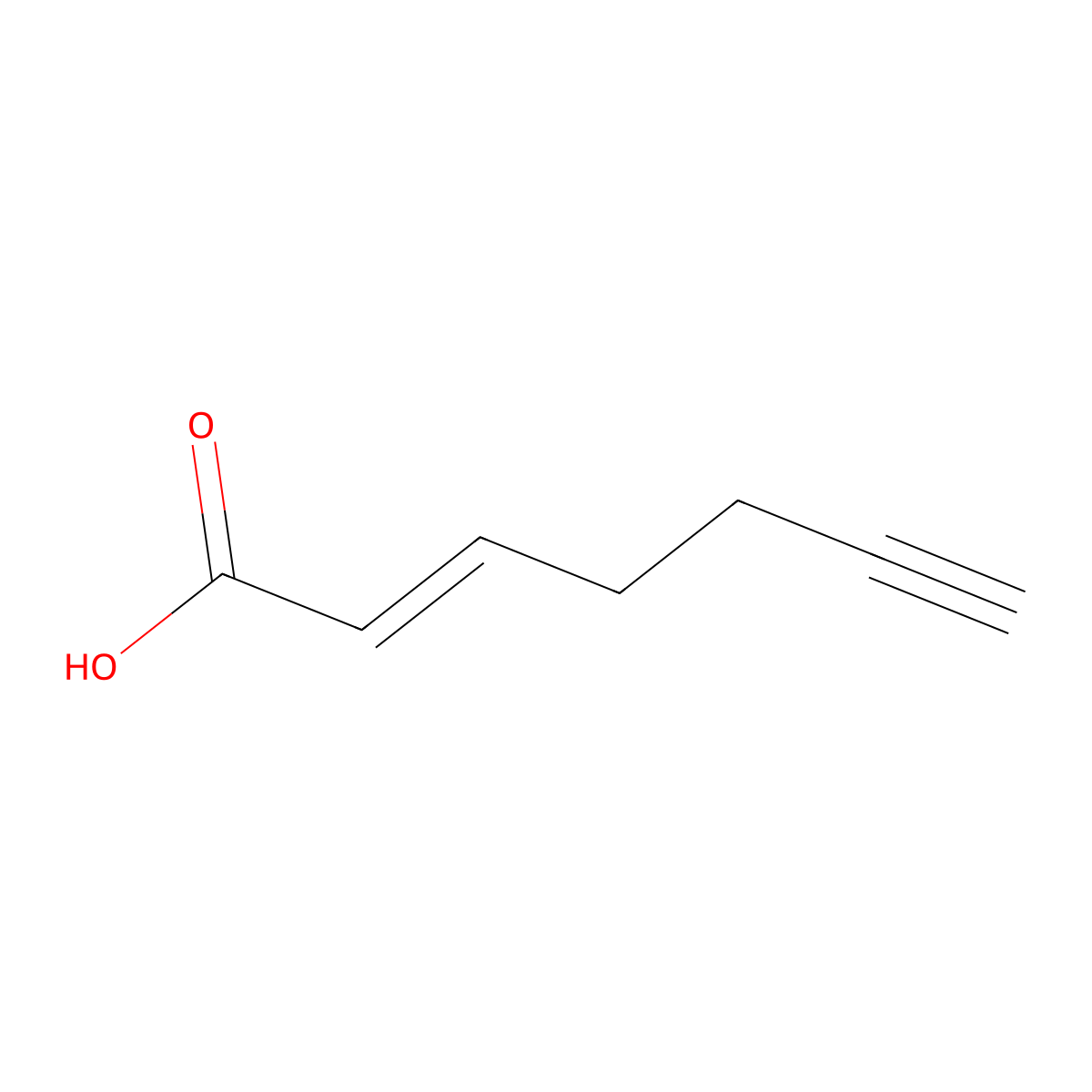 (E)-hept-2-en-6-ynoic acid molecular structure, CAS 121318-58-9