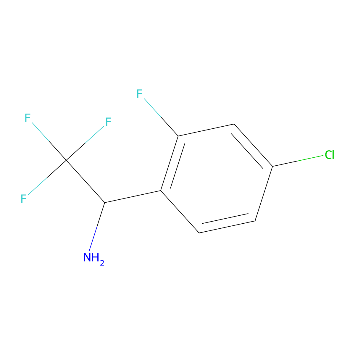 (S)-1-(4-Chloro-2-fluorophenyl)-2,2,2-trifluoroethan-1-amine molecular structure, CAS 1213181-53-3