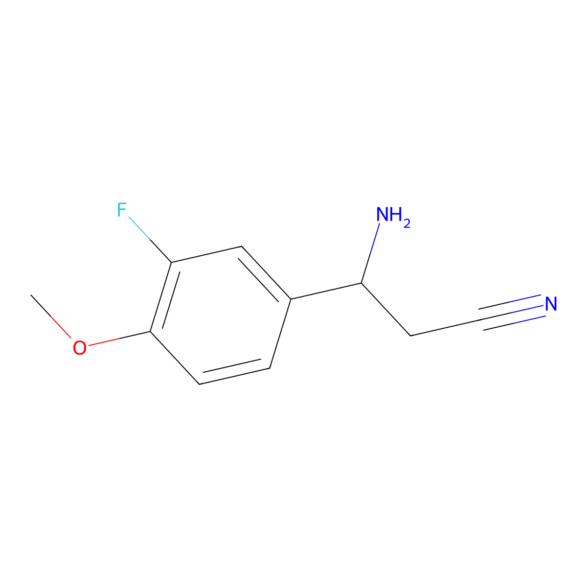 (3R)-3-amino-3-(3-fluoro-4-methoxyphenyl)propanenitrile molecular structure, CAS 1213182-80-9