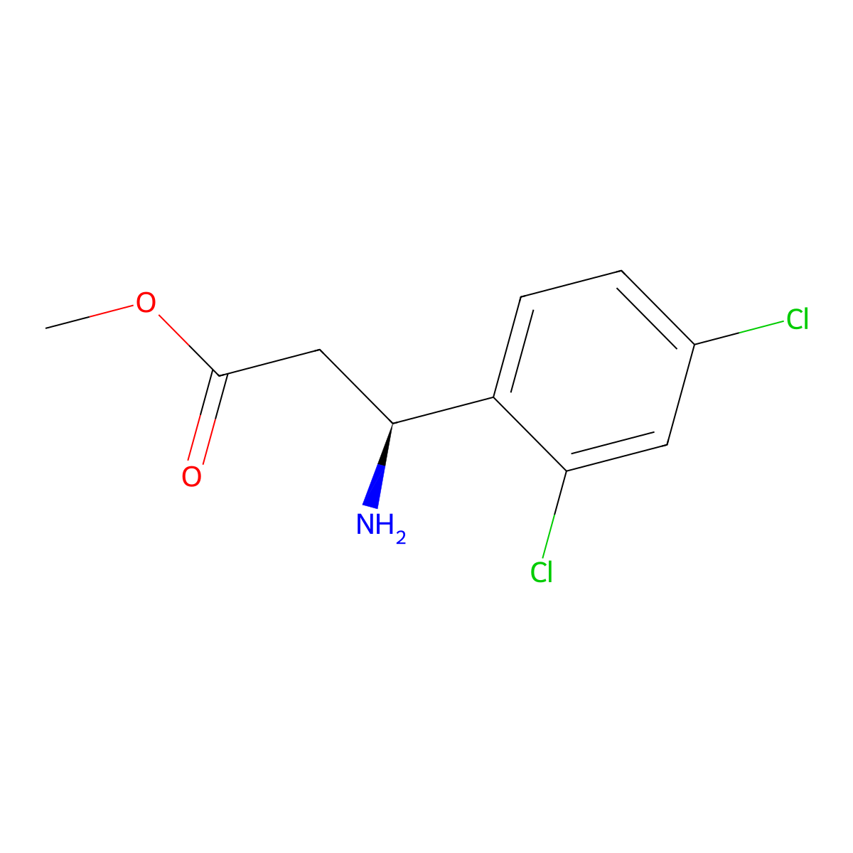 methyl (3S)-3-amino-3-(2,4-dichlorophenyl)propanoate molecular structure, CAS 1213183-45-9