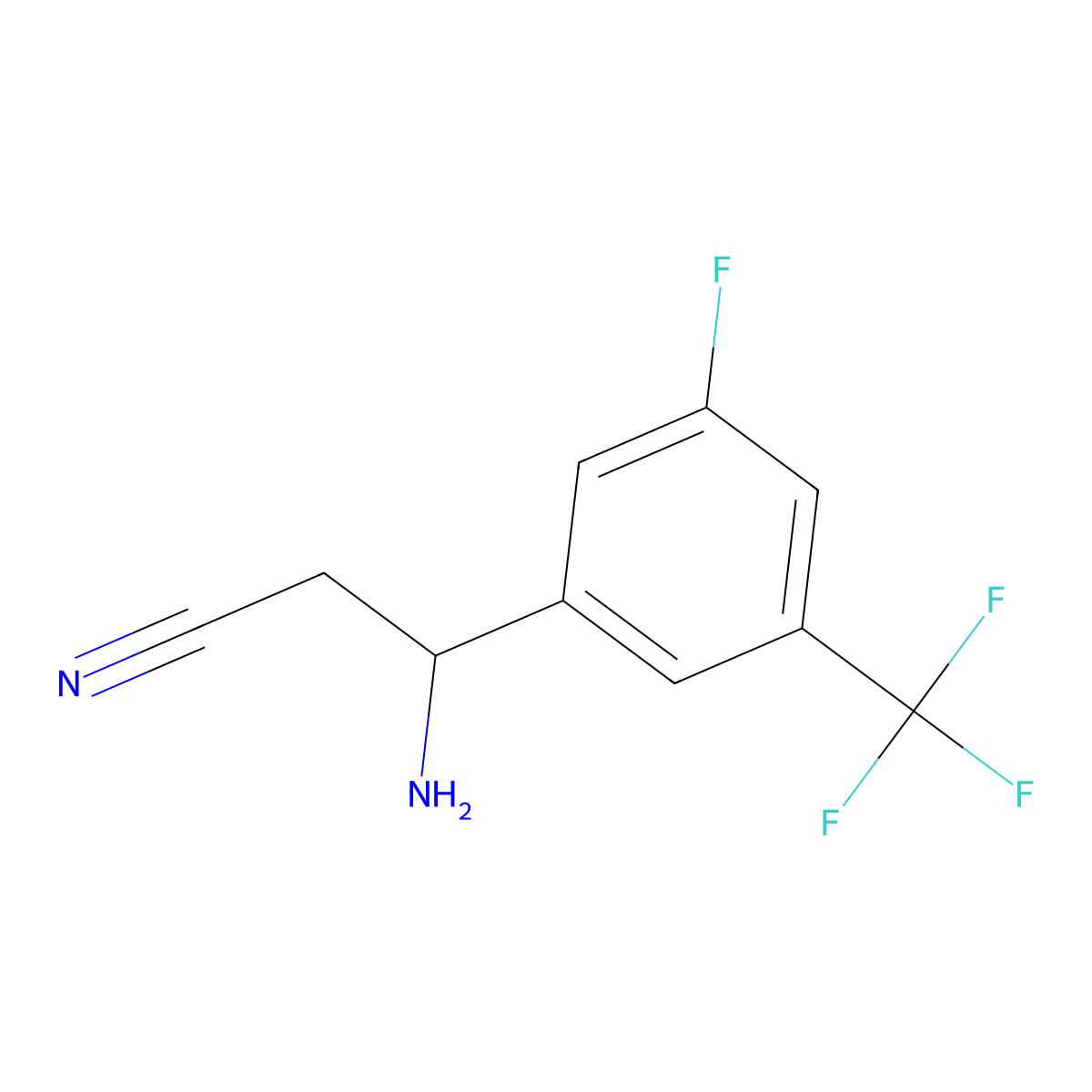 (3S)-3-Amino-3-[5-fluoro-3-(trifluoromethyl)phenyl]propanenitrile molecular structure, CAS 1213183-49-3
