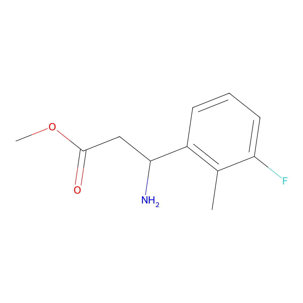 Methyl (R)-3-amino-3-(3-fluoro-2-methylphenyl)propanoate molecular structure, CAS 1213183-79-9