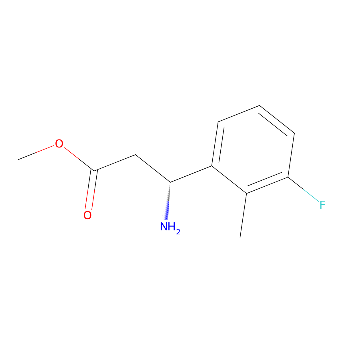 Methyl (R)-3-amino-3-(3-fluoro-2-methylphenyl)propanoate molecular structure, CAS 1213183-79-9