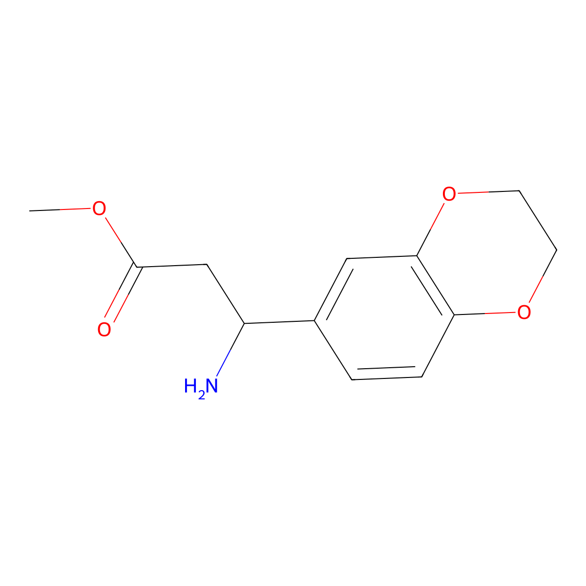 methyl (3S)-3-amino-3-(2,3-dihydro-1,4-benzodioxin-6-yl)propanoate molecular structure, CAS 1213184-65-6