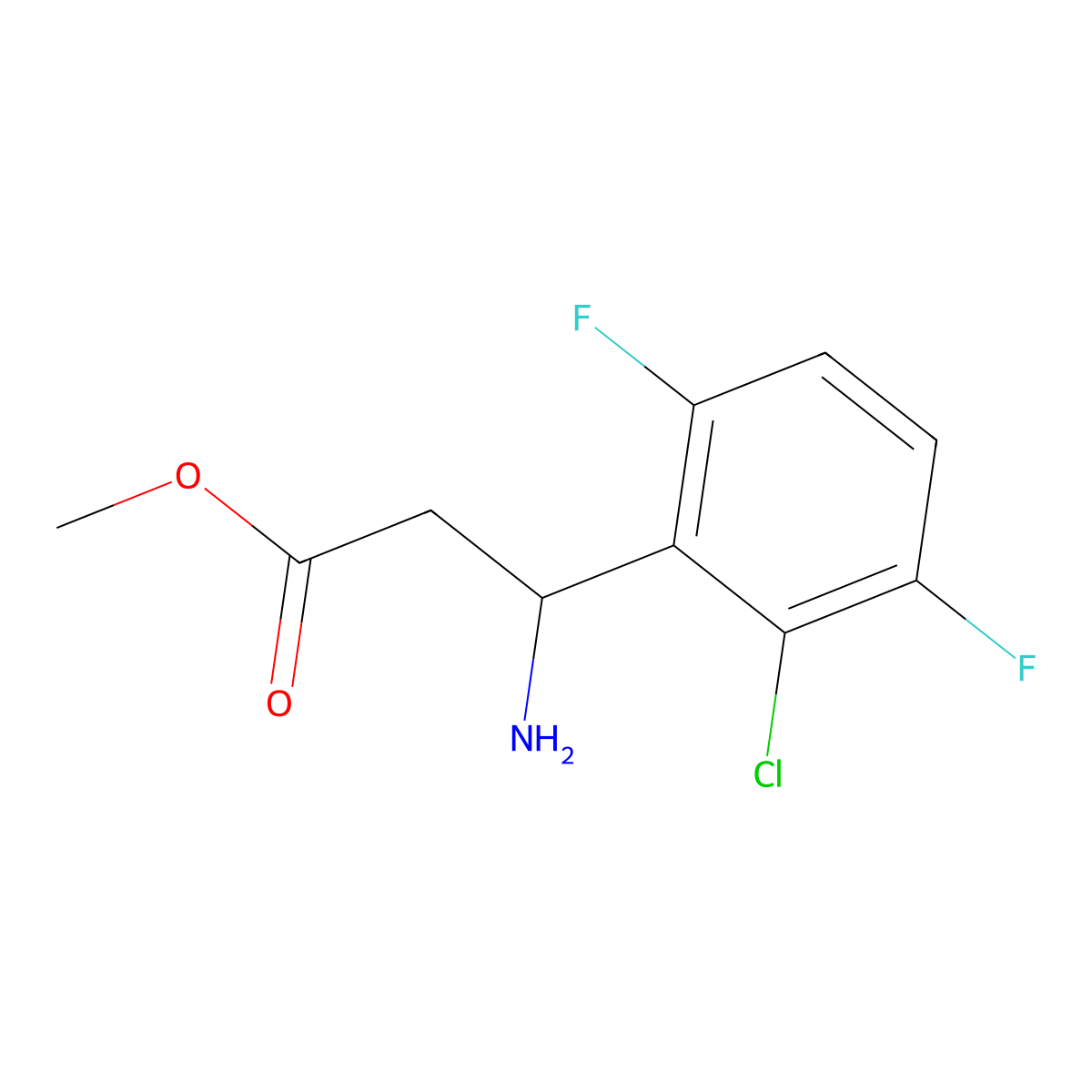 methyl (3S)-3-amino-3-(2-chloro-3,6-difluorophenyl)propanoate molecular structure, CAS 1213185-04-6