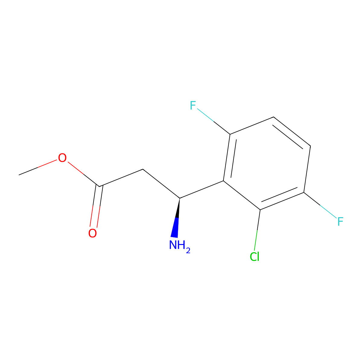 methyl (3S)-3-amino-3-(2-chloro-3,6-difluorophenyl)propanoate molecular structure, CAS 1213185-04-6