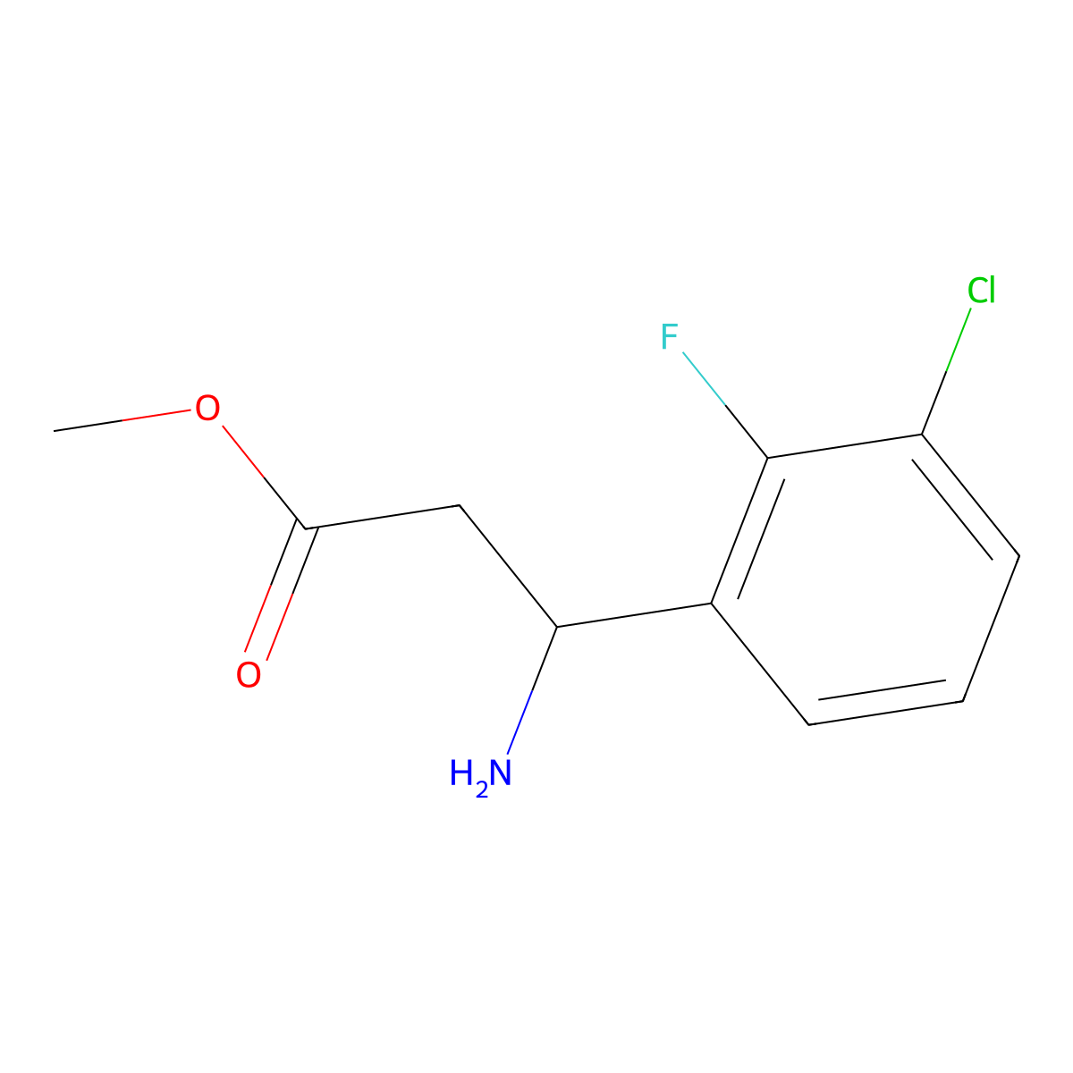 methyl (3S)-3-amino-3-(3-chloro-2-fluorophenyl)propanoate molecular structure, CAS 1213185-15-9