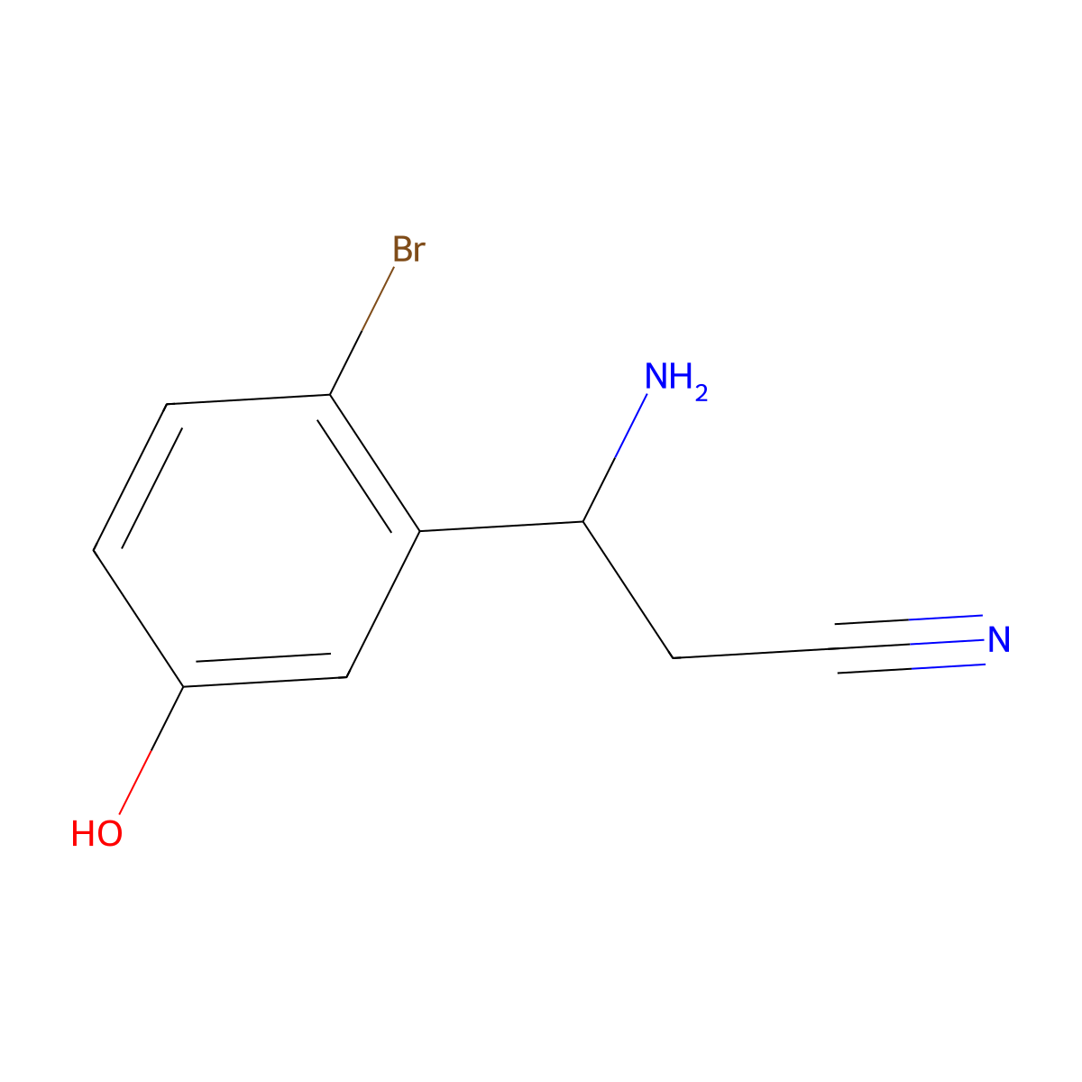 (3S)-3-Amino-3-(2-bromo-5-hydroxyphenyl)propanenitrile molecular structure, CAS 1213190-29-4