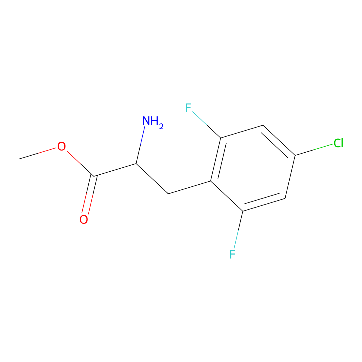 Methyl (S)-2-amino-3-(4-chloro-2,6-difluorophenyl)propanoate molecular structure, CAS 1213190-62-5