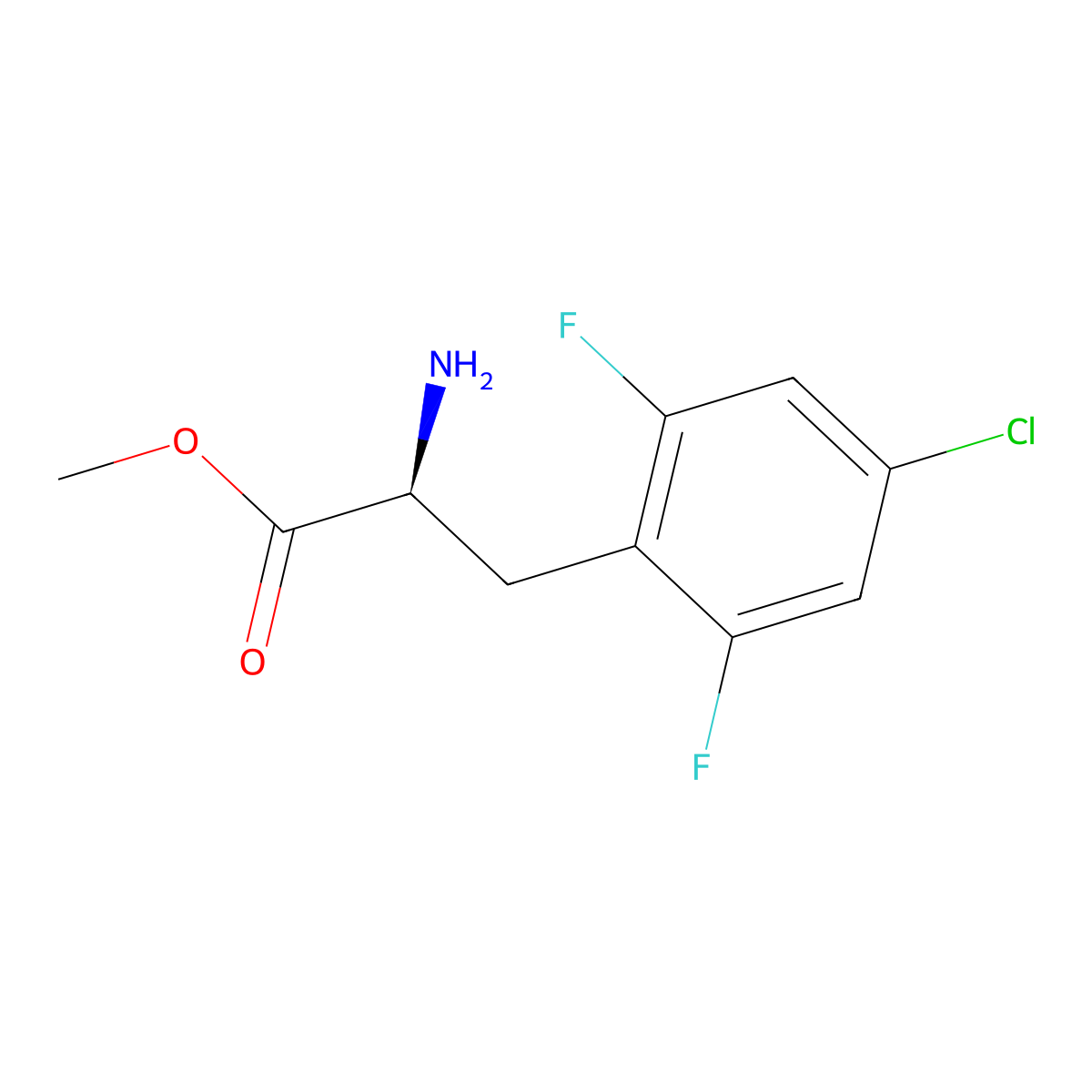 Methyl (S)-2-amino-3-(4-chloro-2,6-difluorophenyl)propanoate molecular structure, CAS 1213190-62-5