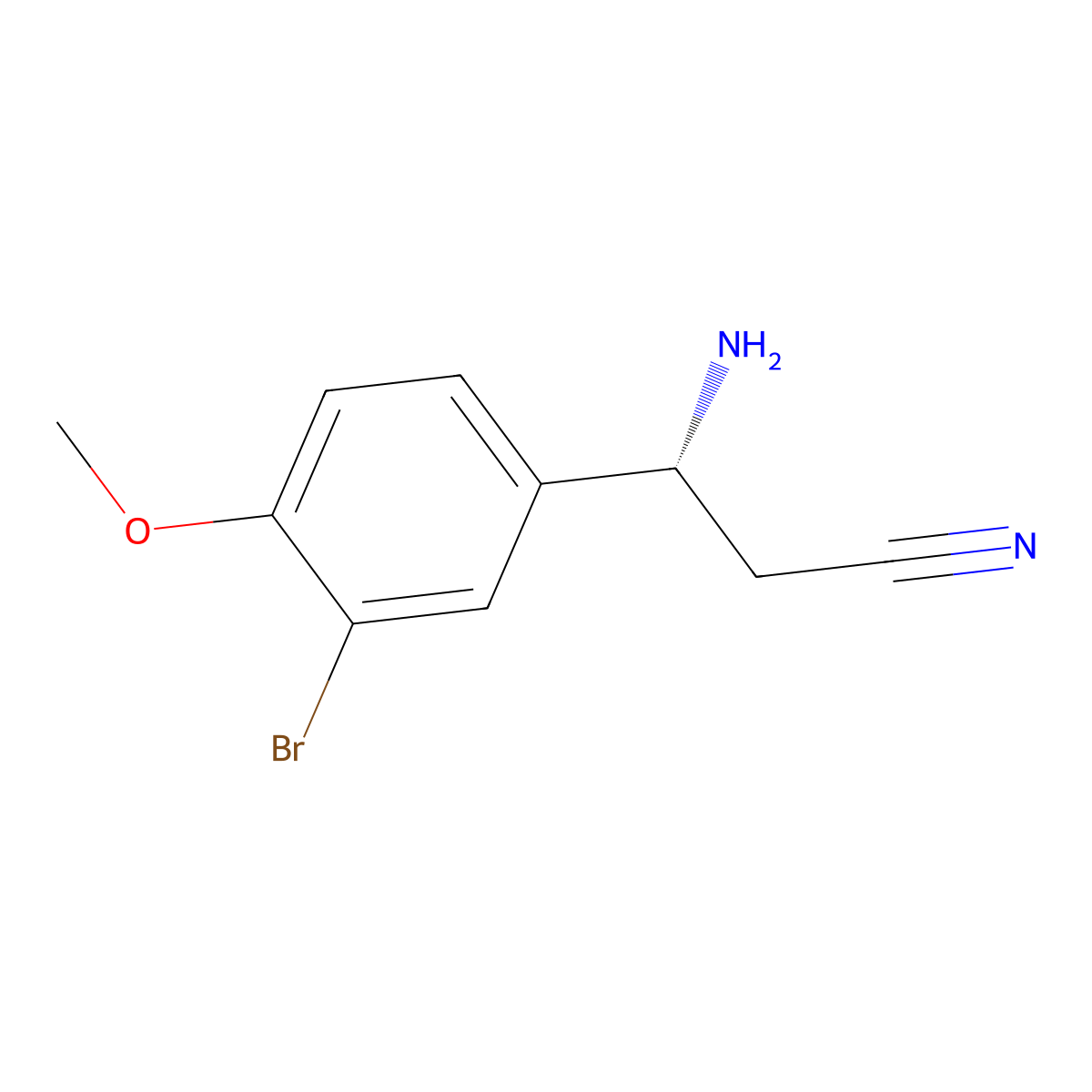(3R)-3-Amino-3-(3-bromo-4-methoxyphenyl)propanenitrile molecular structure, CAS 1213192-41-6