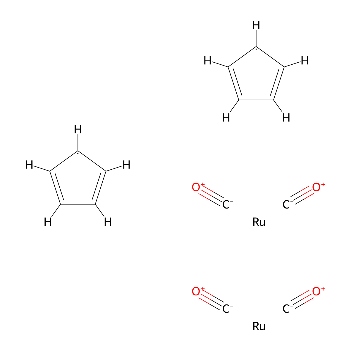 Dicarbonylcyclopentadienylruthenium dimer , (RuCpCO2)2 molecular structure, CAS 12132-87-5