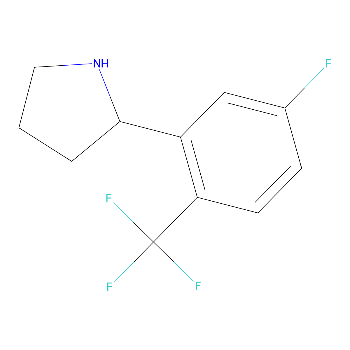 (R)-2-(5-fluoro-2-(trifluoromethyl)phenyl)pyrrolidine molecular structure, CAS 1213206-09-7