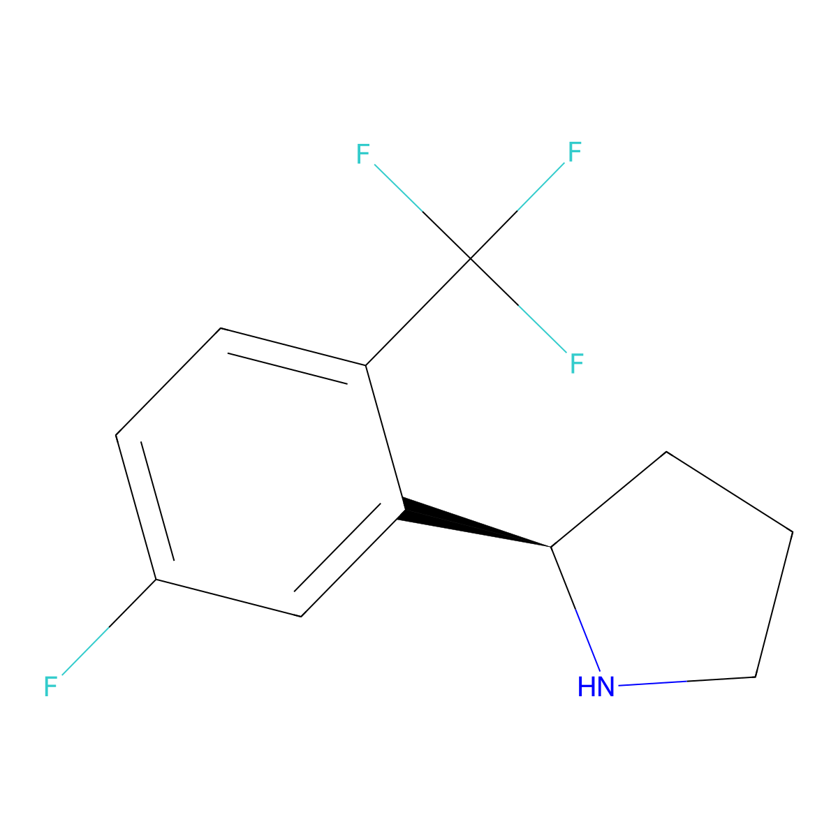 (R)-2-(5-fluoro-2-(trifluoromethyl)phenyl)pyrrolidine molecular structure, CAS 1213206-09-7