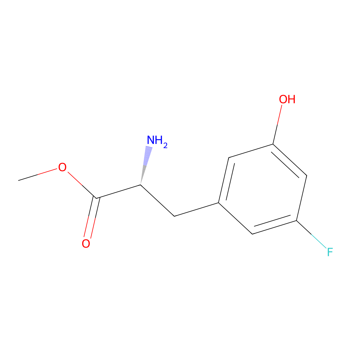 Methyl (R)-2-amino-3-(3-fluoro-5-hydroxyphenyl)propanoate molecular structure, CAS 1213208-25-3