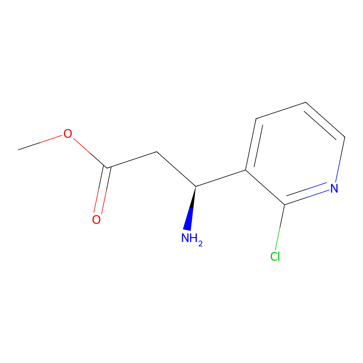 methyl (3S)-3-amino-3-(2-chloropyridin-3-yl)propanoate molecular structure, CAS 1213211-41-6