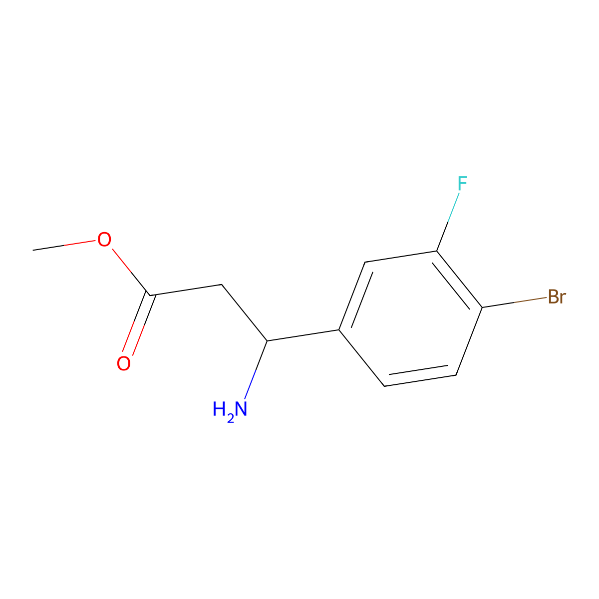 methyl (3S)-3-amino-3-(4-bromo-3-fluorophenyl)propanoate molecular structure, CAS 1213213-47-8