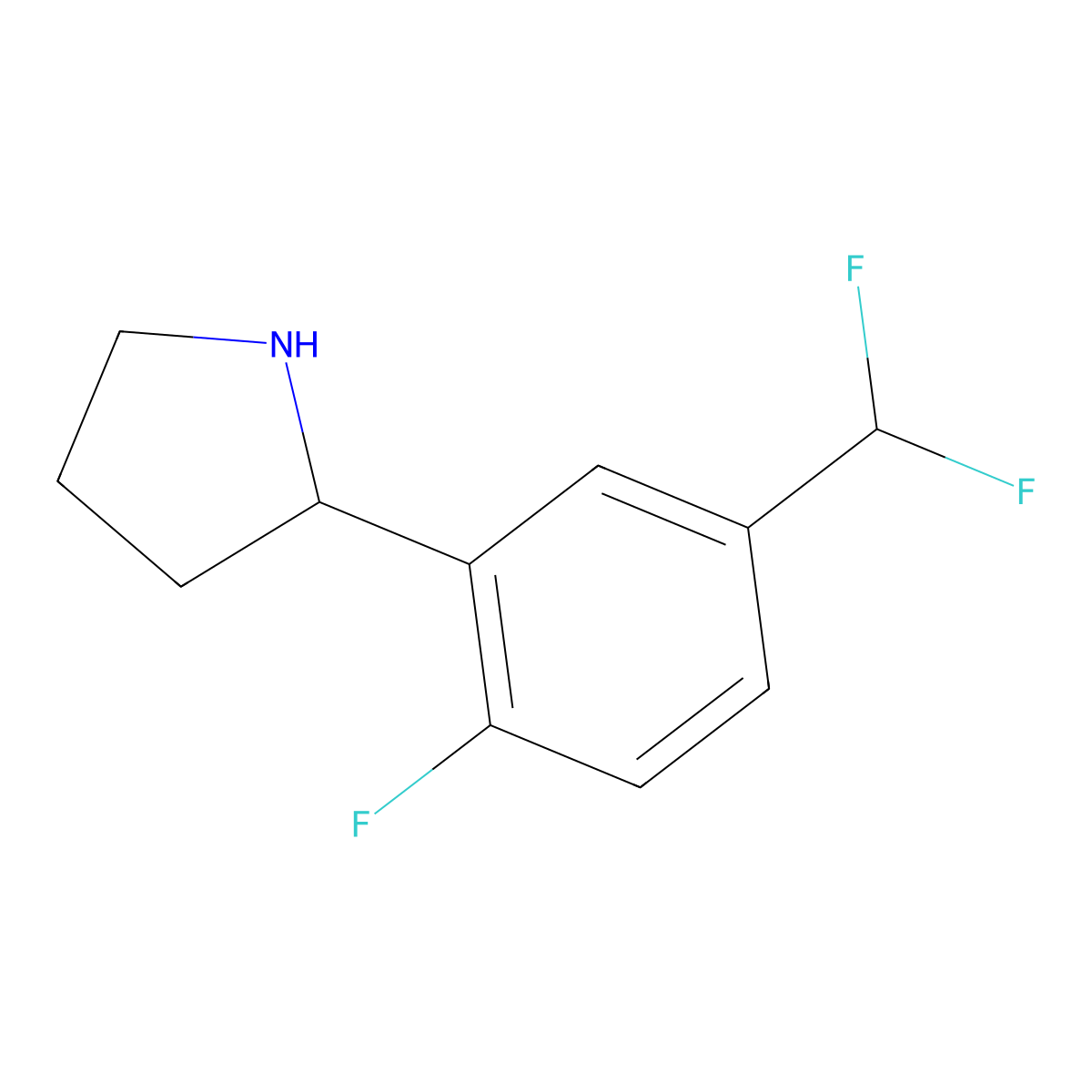 (2S)-2-[5-(difluoromethyl)-2-fluorophenyl]pyrrolidine molecular structure, CAS 1213214-66-4