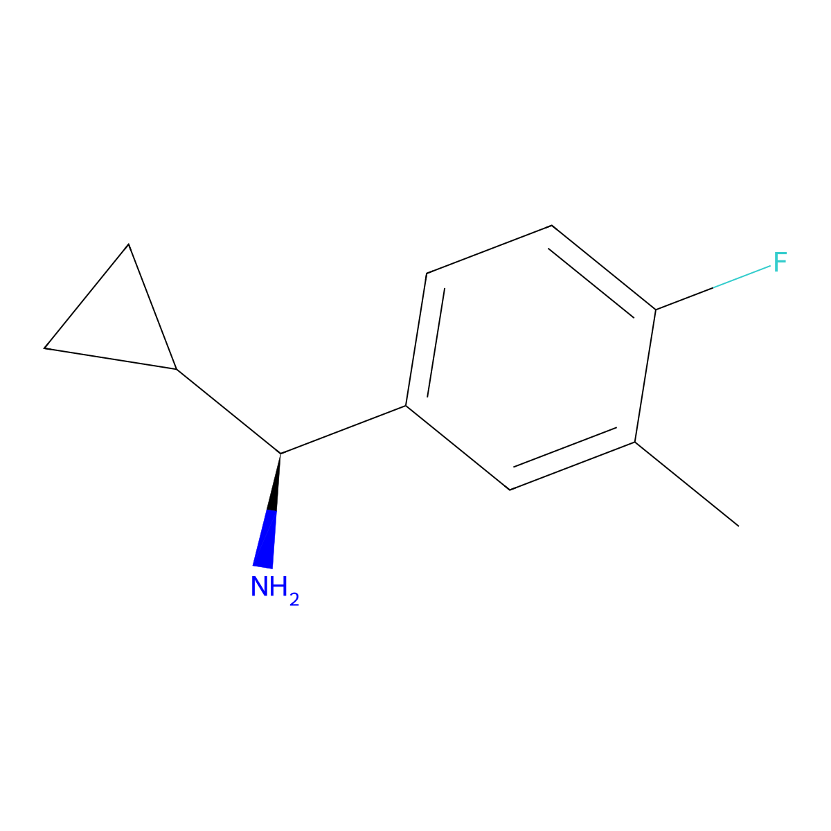 (S)-cyclopropyl(4-fluoro-3-methylphenyl)methanamine molecular structure, CAS 1213219-93-2