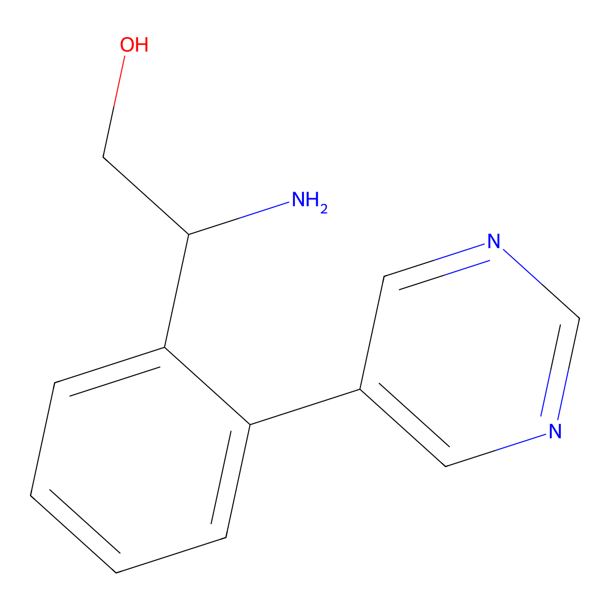 (I(2)R)-I(2)-Amino-2-(5-pyrimidinyl)benzeneethanol molecular structure, CAS 1213221-04-5