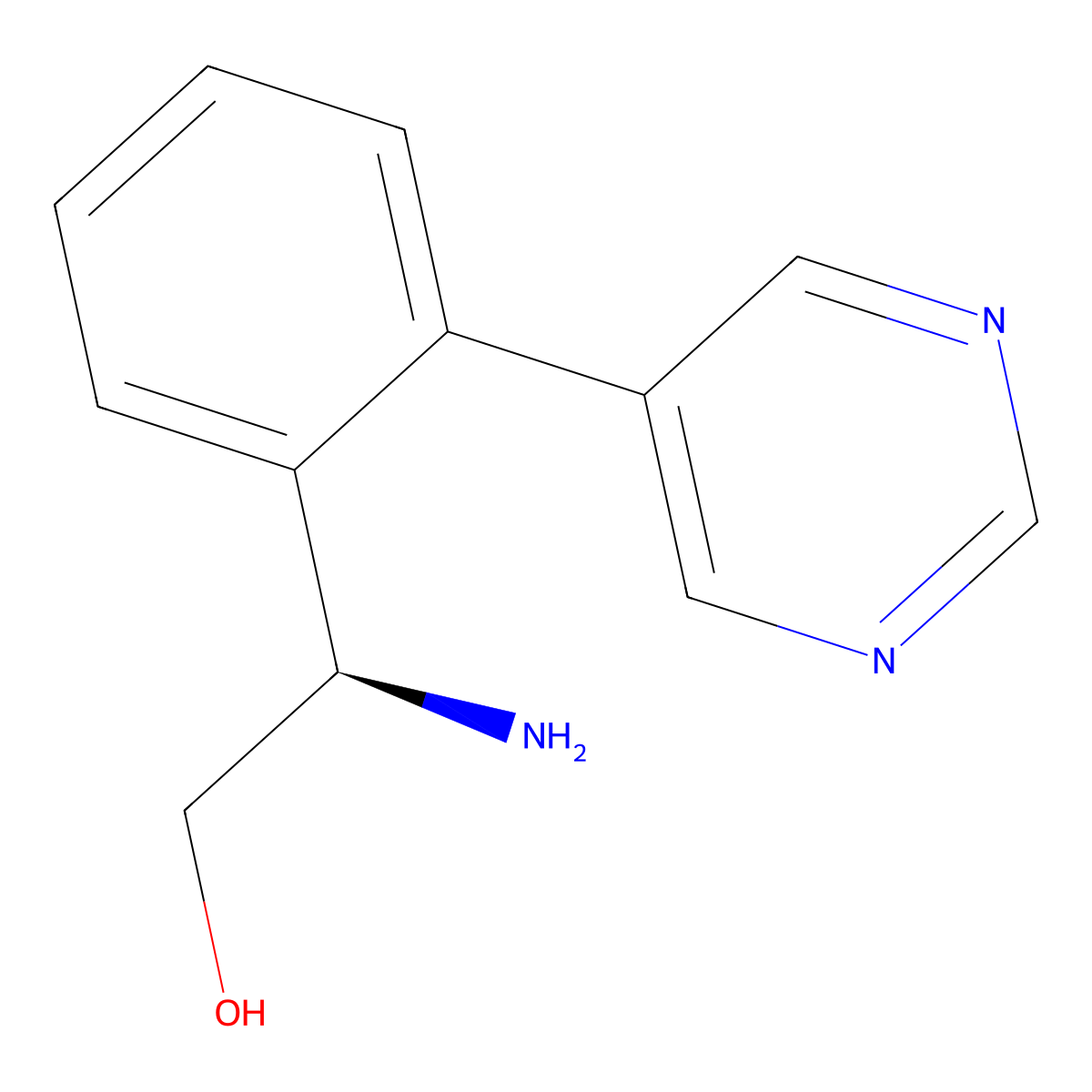(I(2)R)-I(2)-Amino-2-(5-pyrimidinyl)benzeneethanol molecular structure, CAS 1213221-04-5