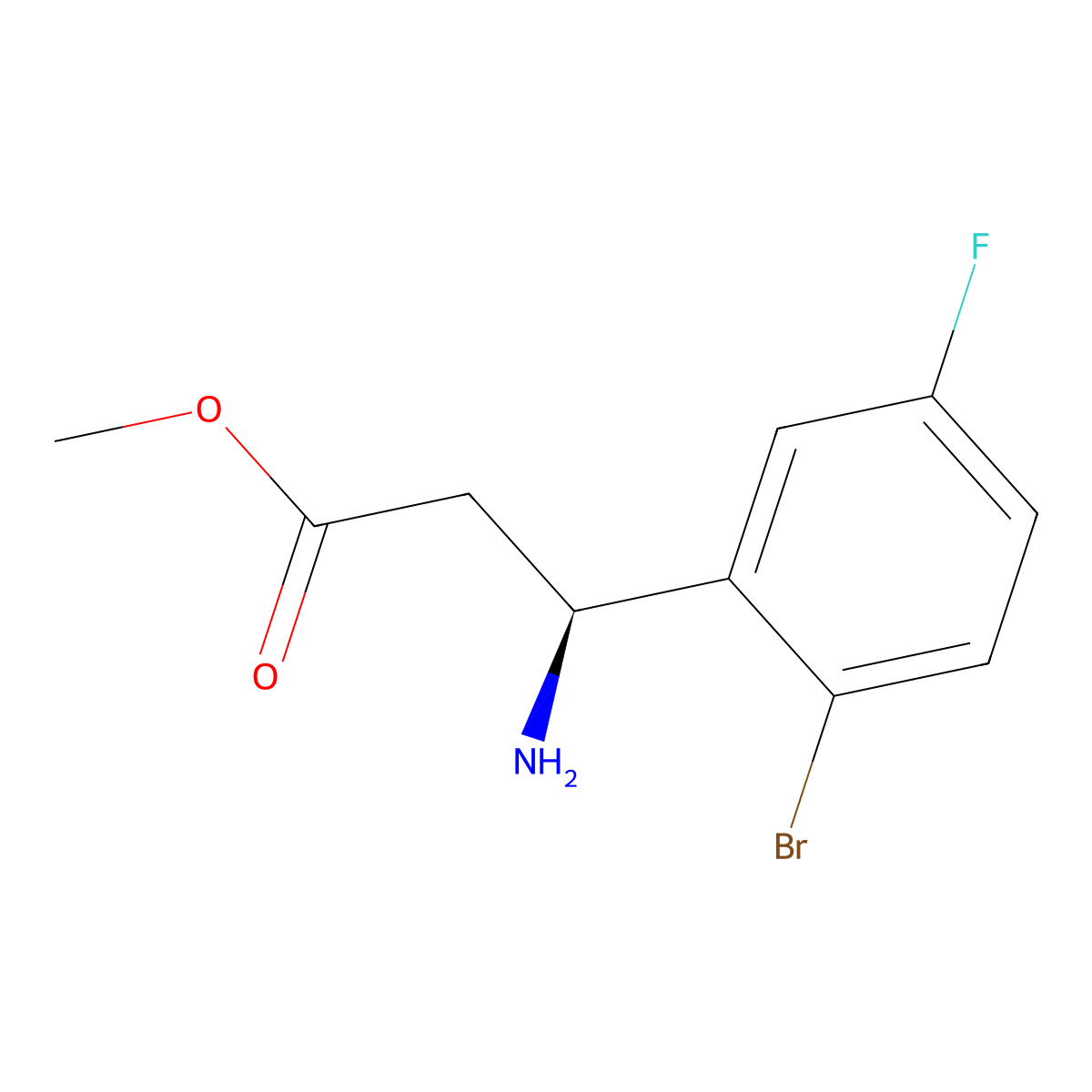 methyl (3S)-3-amino-3-(2-bromo-5-fluorophenyl)propanoate molecular structure, CAS 1213221-71-6