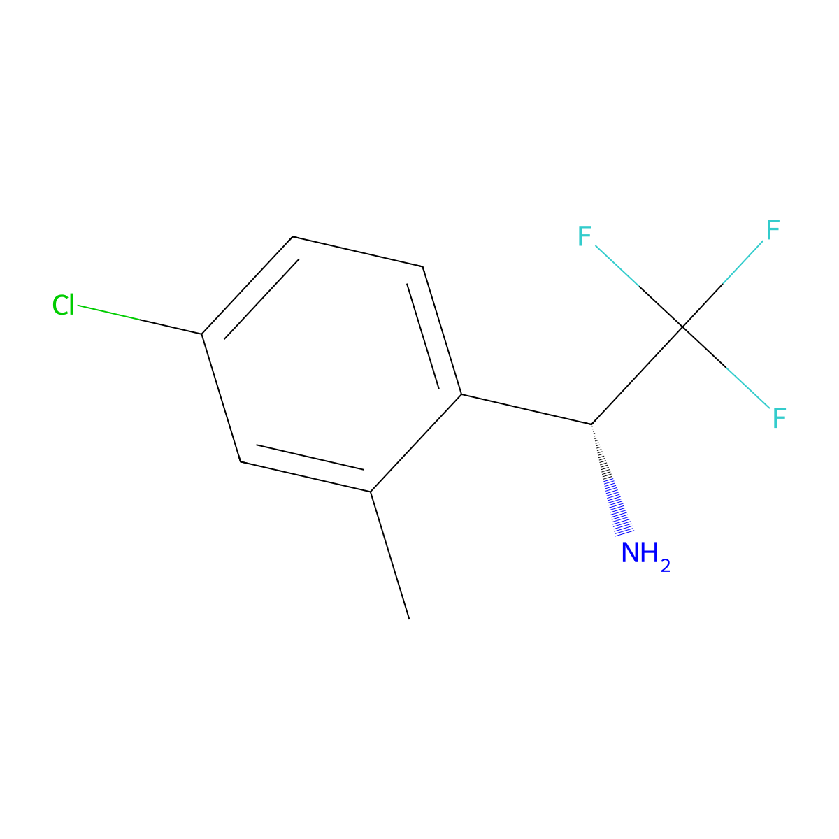 (R)-1-(4-Chloro-2-methylphenyl)-2,2,2-trifluoroethan-1-amine molecular structure, CAS 1213223-69-8