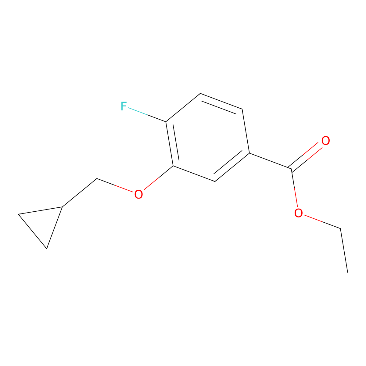 Ethyl 3-(cyclopropylmethoxy)-4-fluorobenzoate molecular structure, CAS 1213256-62-2