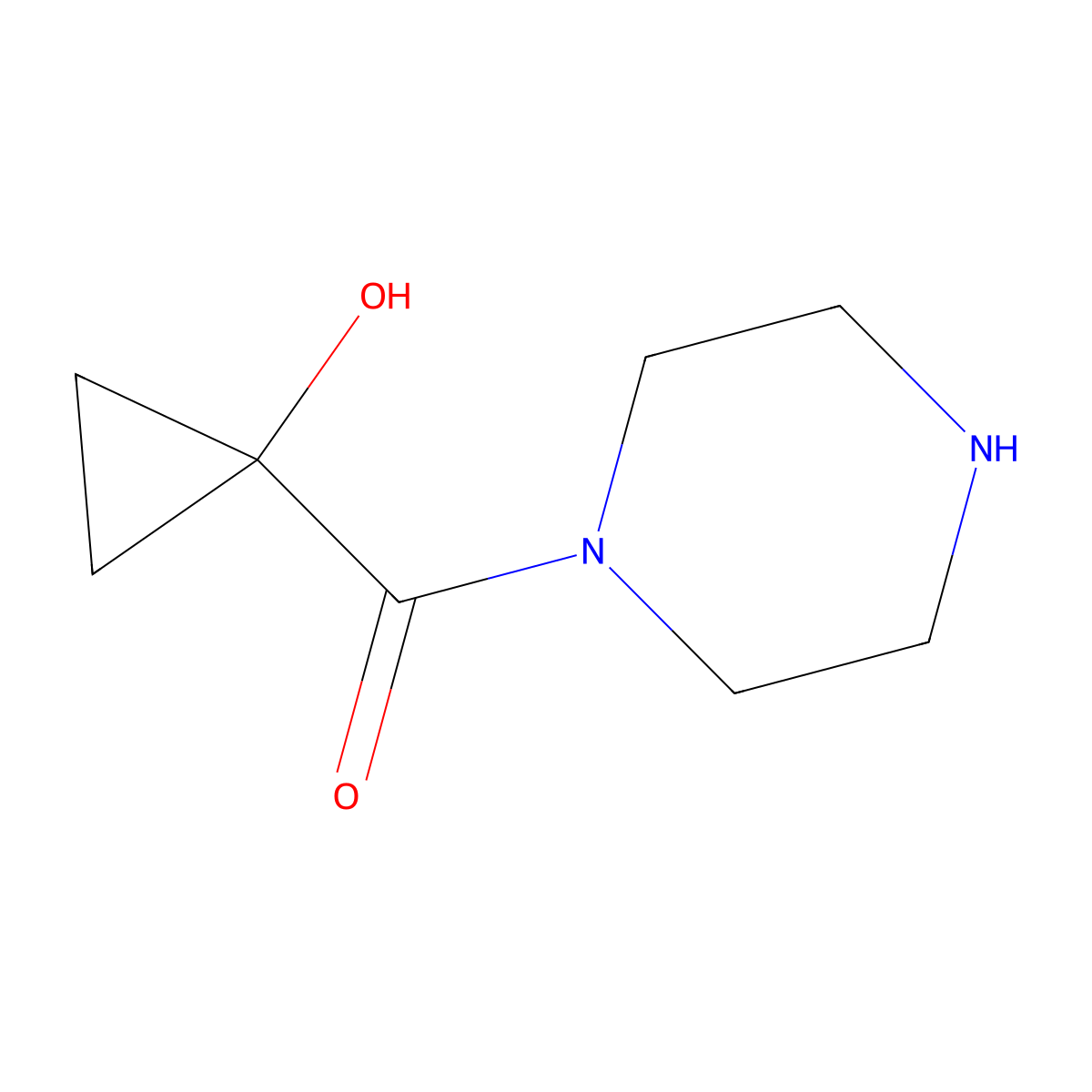 1-(Piperazine-1-carbonyl)cyclopropan-1-ol molecular structure, CAS 1213262-96-4