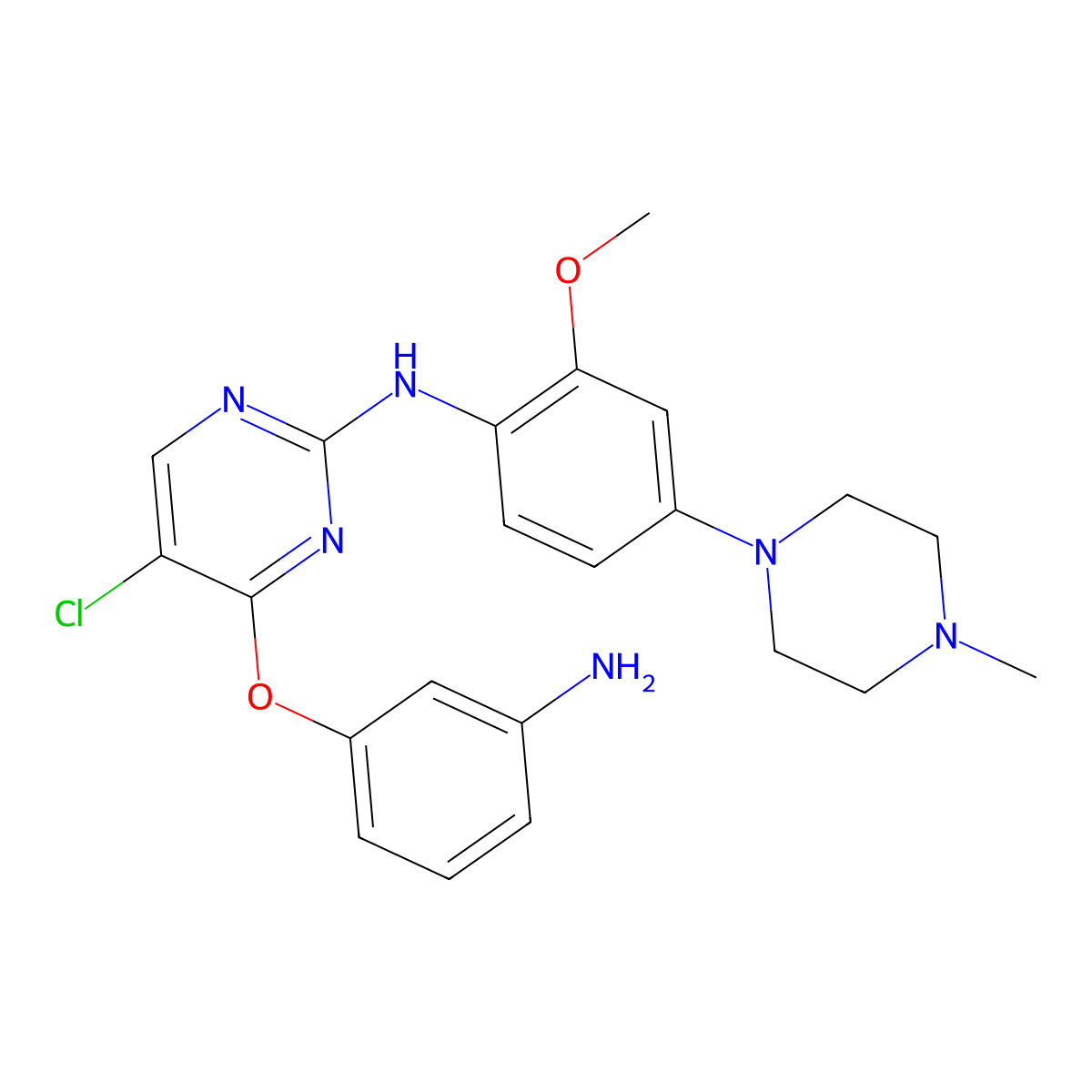 4-(3-Aminophenoxy)-5-chloro-n-(2-methoxy-4-(4-methylpiperazin-1-yl)phenyl)pyrimidin-2-amine molecular structure, CAS 1213269-26-1