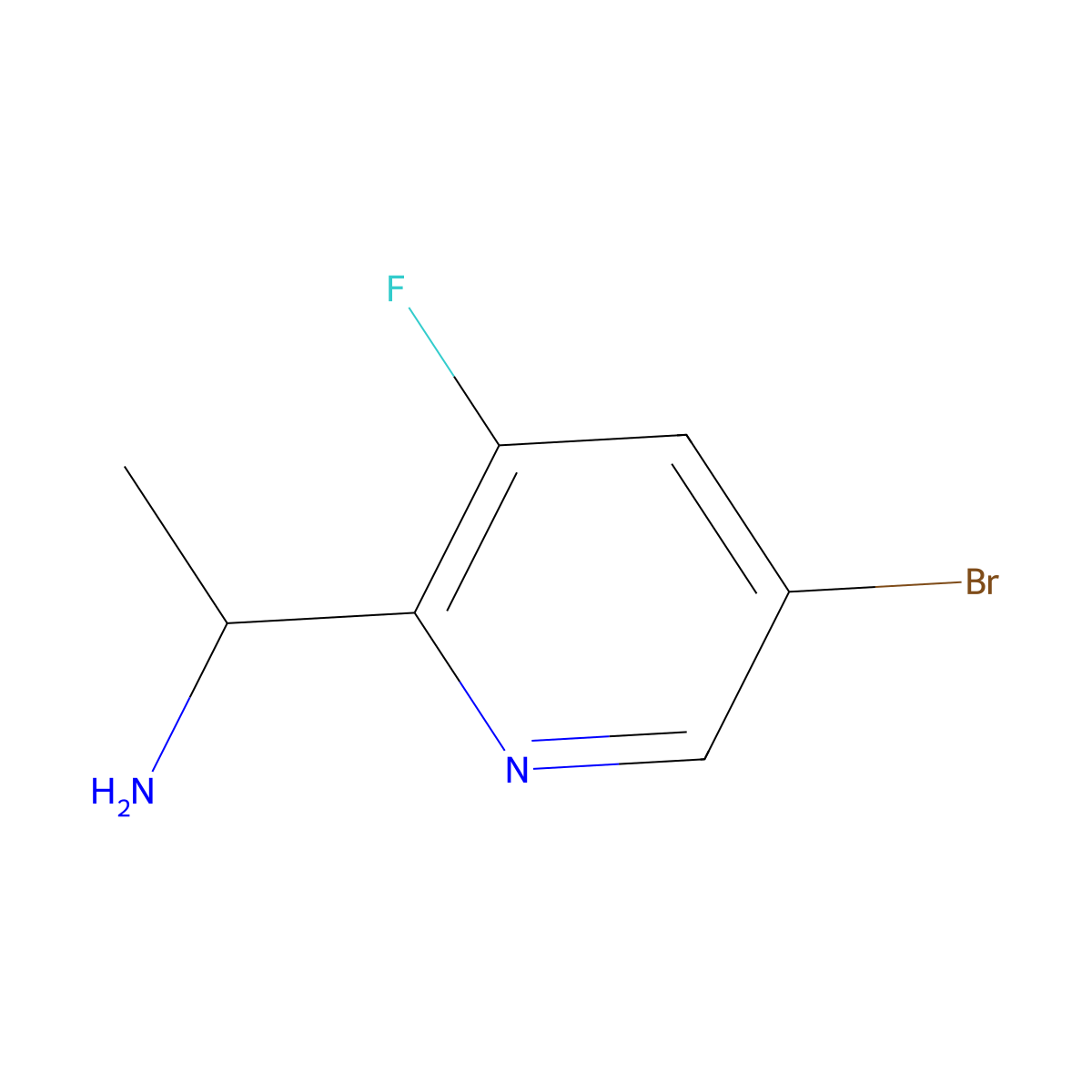 (1r)-1-(5-Bromo-3-fluoro(2-pyridyl))ethylamine molecular structure, CAS 1213302-35-2