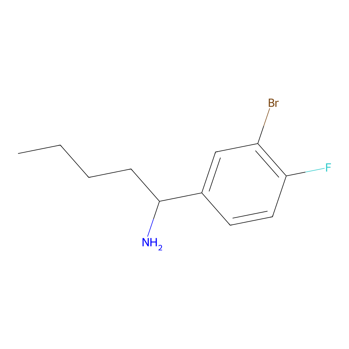 (R)-1-(3-Bromo-4-fluorophenyl)pentan-1-amine molecular structure, CAS 1213305-38-4