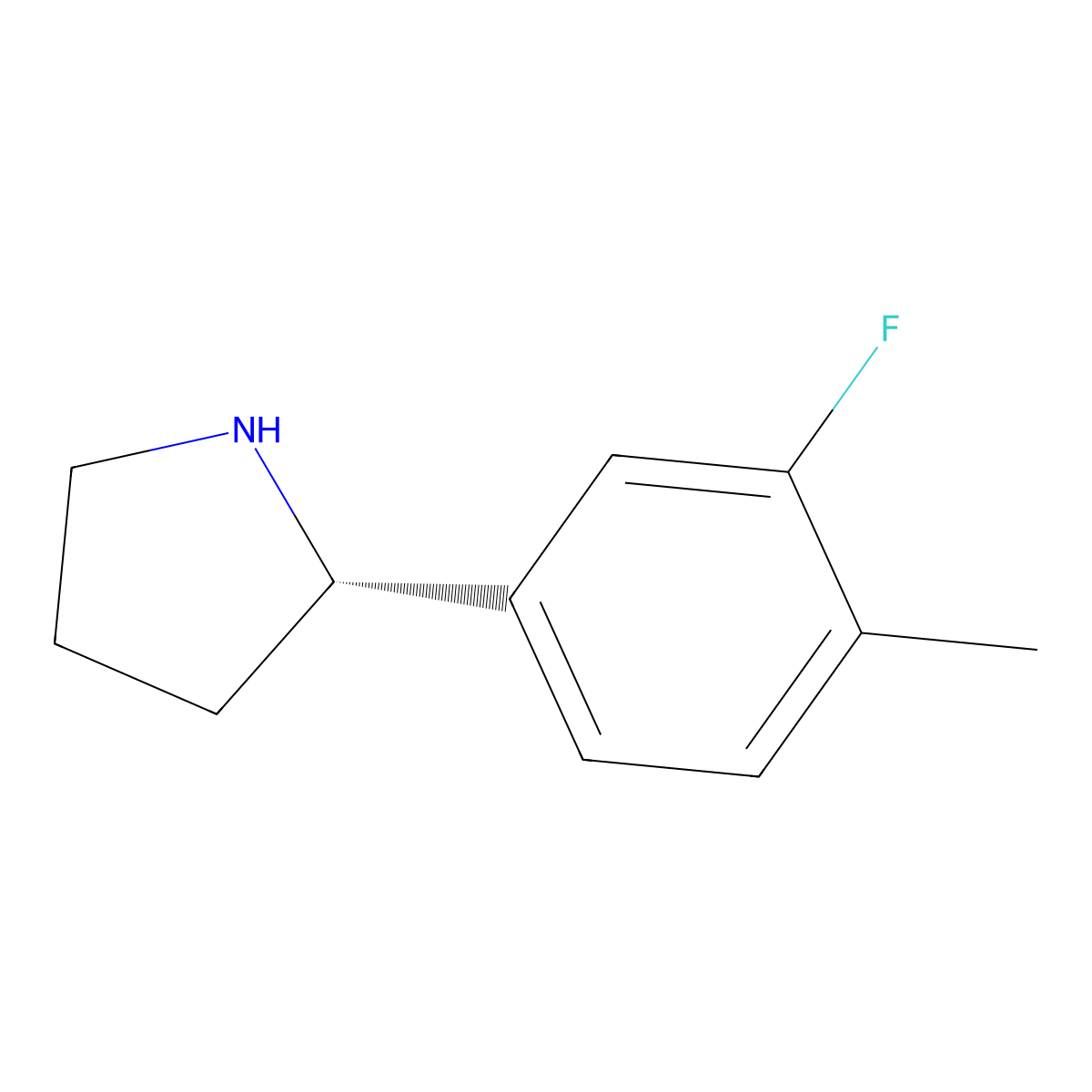 (2S)-2-(3-Fluoro-4-methylphenyl)pyrrolidine molecular structure, CAS 1213306-29-6