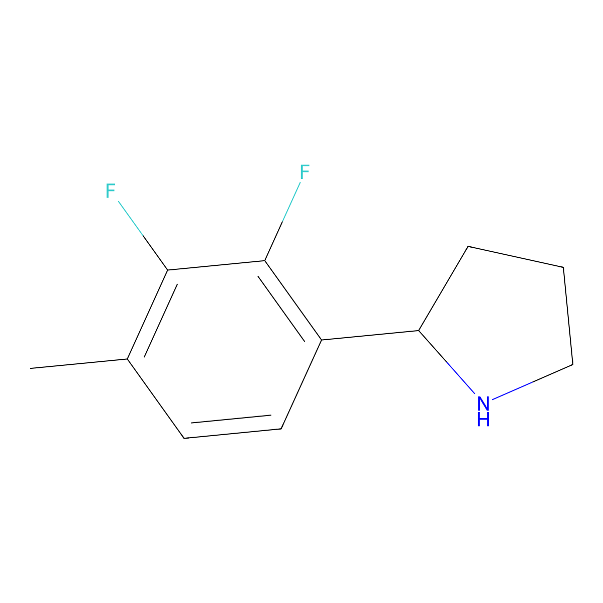 (R)-2-(2,3-Difluoro-4-methylphenyl)pyrrolidine molecular structure, CAS 1213306-42-3