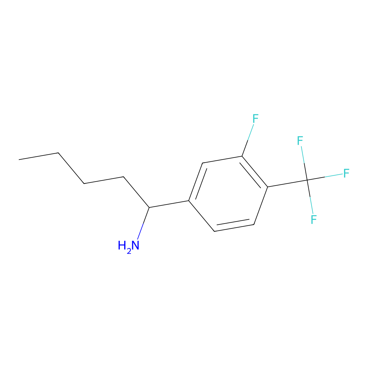(S)-1-(3-Fluoro-4-(trifluoromethyl)phenyl)pentan-1-amine molecular structure, CAS 1213306-54-7